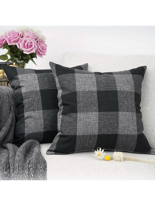 1pc Classic Checkered Pattern Linen Pillowcase, Autumn & Winter Living Room Sofa Decor Cushion Cover