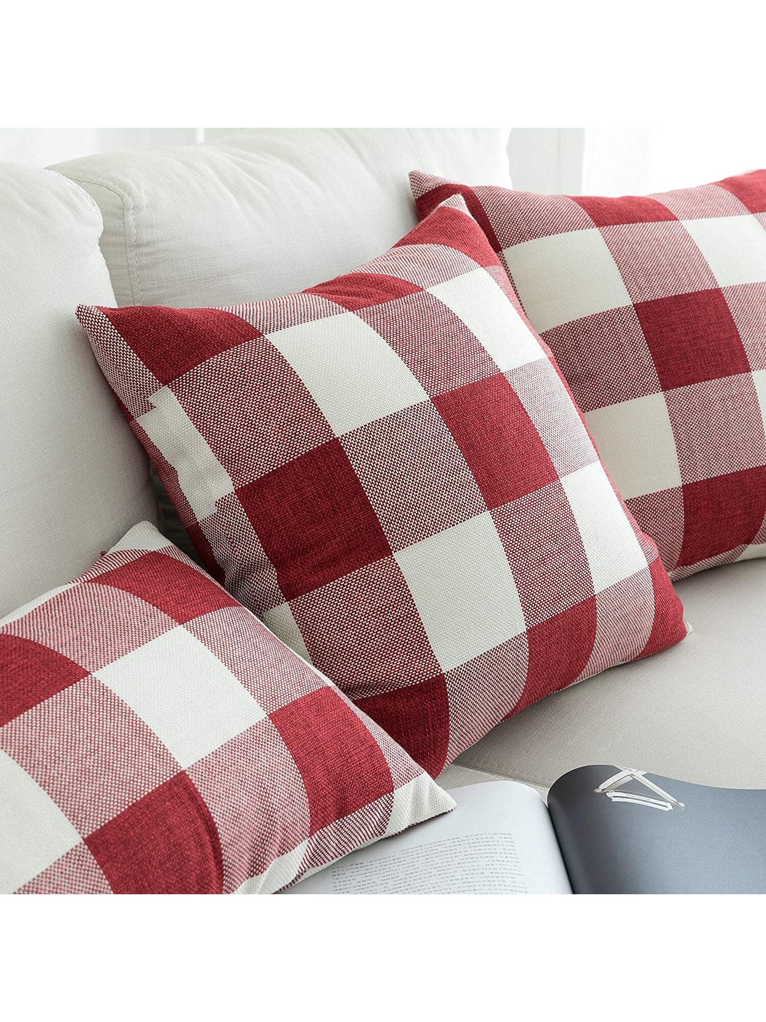 1pc Classic Checkered Pattern Linen Pillowcase, Autumn & Winter Living Room Sofa Decor Cushion Cover
