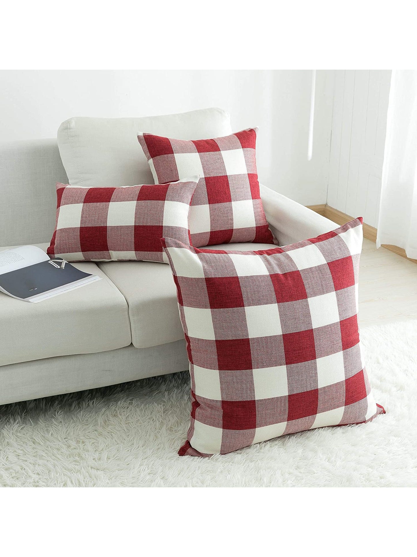 1pc Classic Checkered Pattern Linen Pillowcase, Autumn & Winter Living Room Sofa Decor Cushion Cover