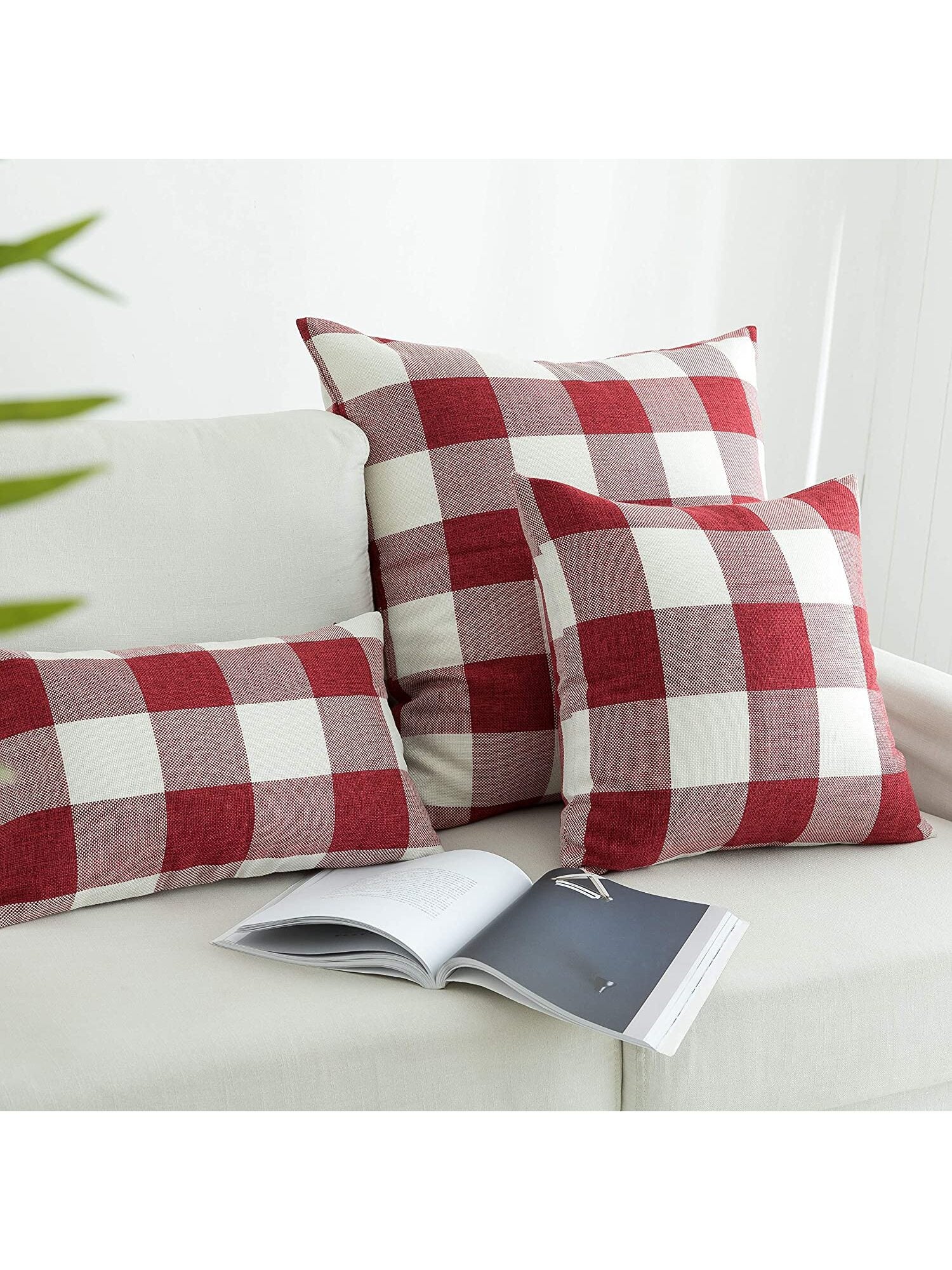 1pc Classic Checkered Pattern Linen Pillowcase, Autumn & Winter Living Room Sofa Decor Cushion Cover