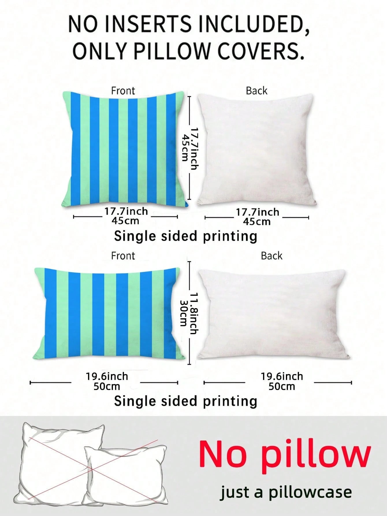 1pc Classic Versatile Blue & Green Striped Pillow Case, Nordic Ins Style Cushion Cover, Faux Linen Material, Digital Printing, Suitable For Sofa, Car Pillow, Modern Minimalist Living Room Sofa Cushion