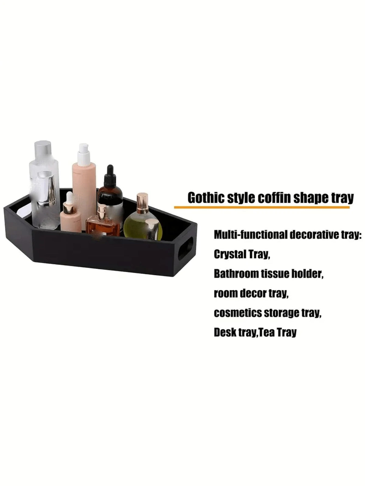1pc, Coffin Shaped Tray,Spooky Gothic Style, For Home Room Living Room Office Decoration,For Mother's Day Party Spring Graduation School Season Decoration,Halloween Gift,Storage Decoration,Holiday Gif