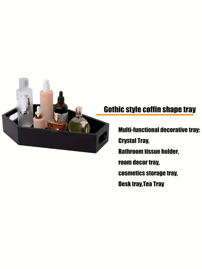 1pc, Coffin Shaped Tray,Spooky Gothic Style, For Home Room Living Room Office Decoration,For Mother's Day Party Spring Graduation School Season Decoration,Halloween Gift,Storage Decoration,Holiday Gif