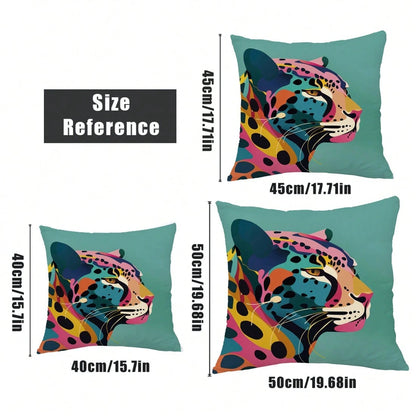1pc Colorful Cheetah Print Throw Pillow Cover, Plush Velvet Fabric, 45*45/50*50/40*40CM Cushion Cover Suitable For Modern Living Room Sofa Decor, Gift