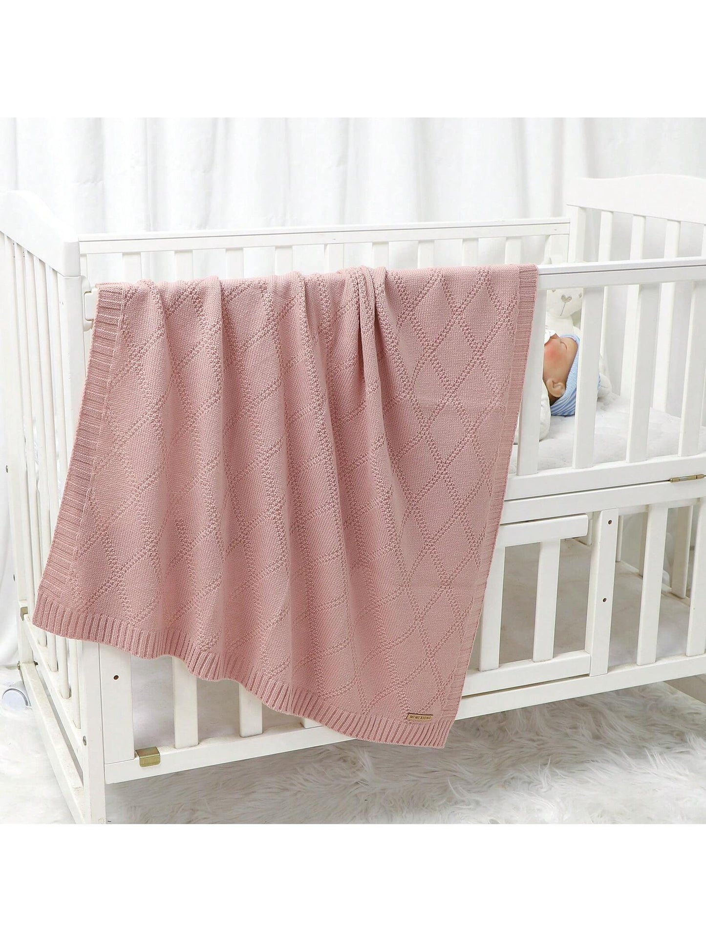 1pc Cozy And Simple Knitted Baby Blanket, Suitable For All Seasons Love Valentine