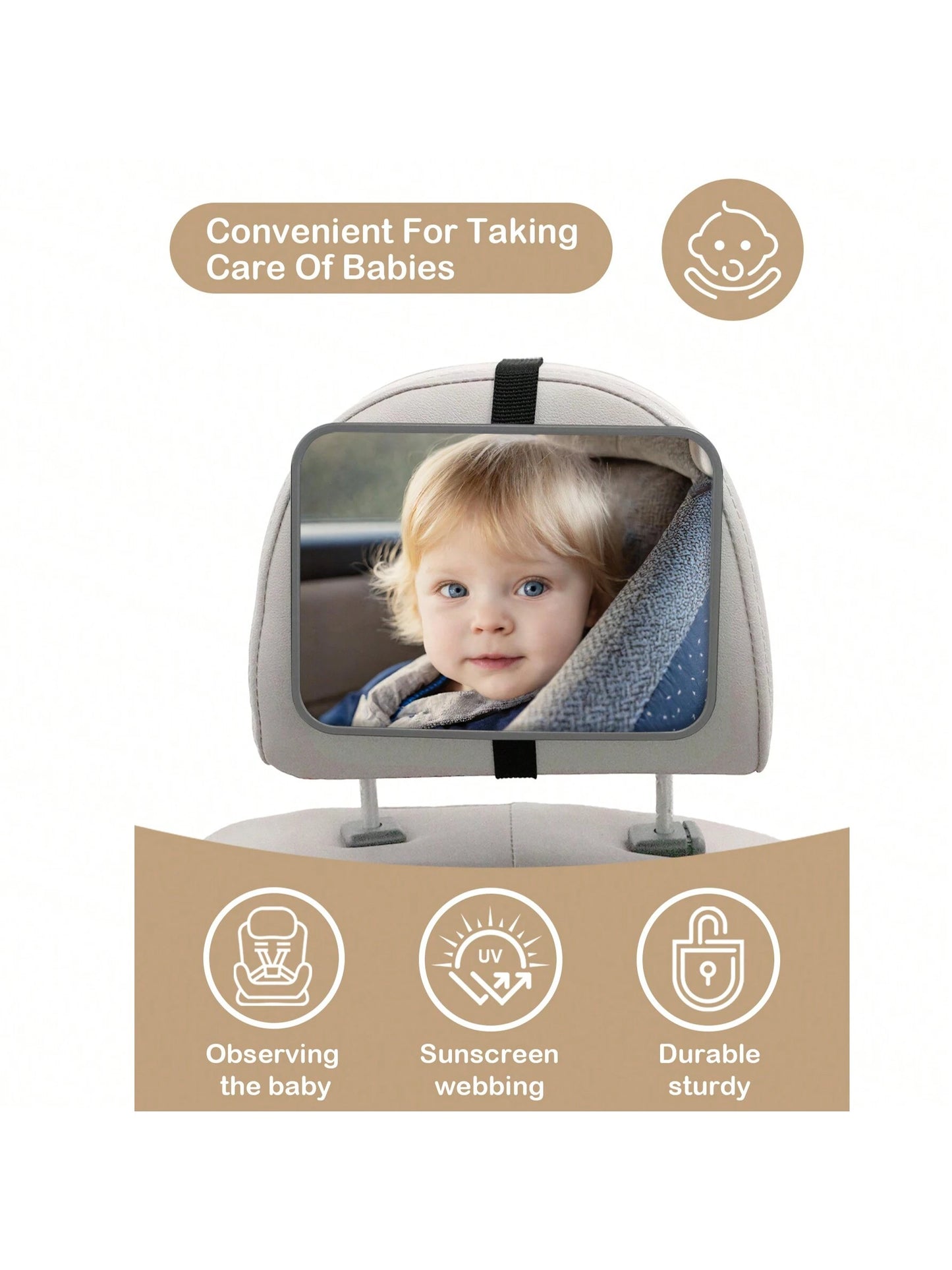 1pc Crash-Tested And Certified Shatterproof Baby Car Rearview Mirror, Suitable For Rear-Facing Car Seats, Wide And Clear View