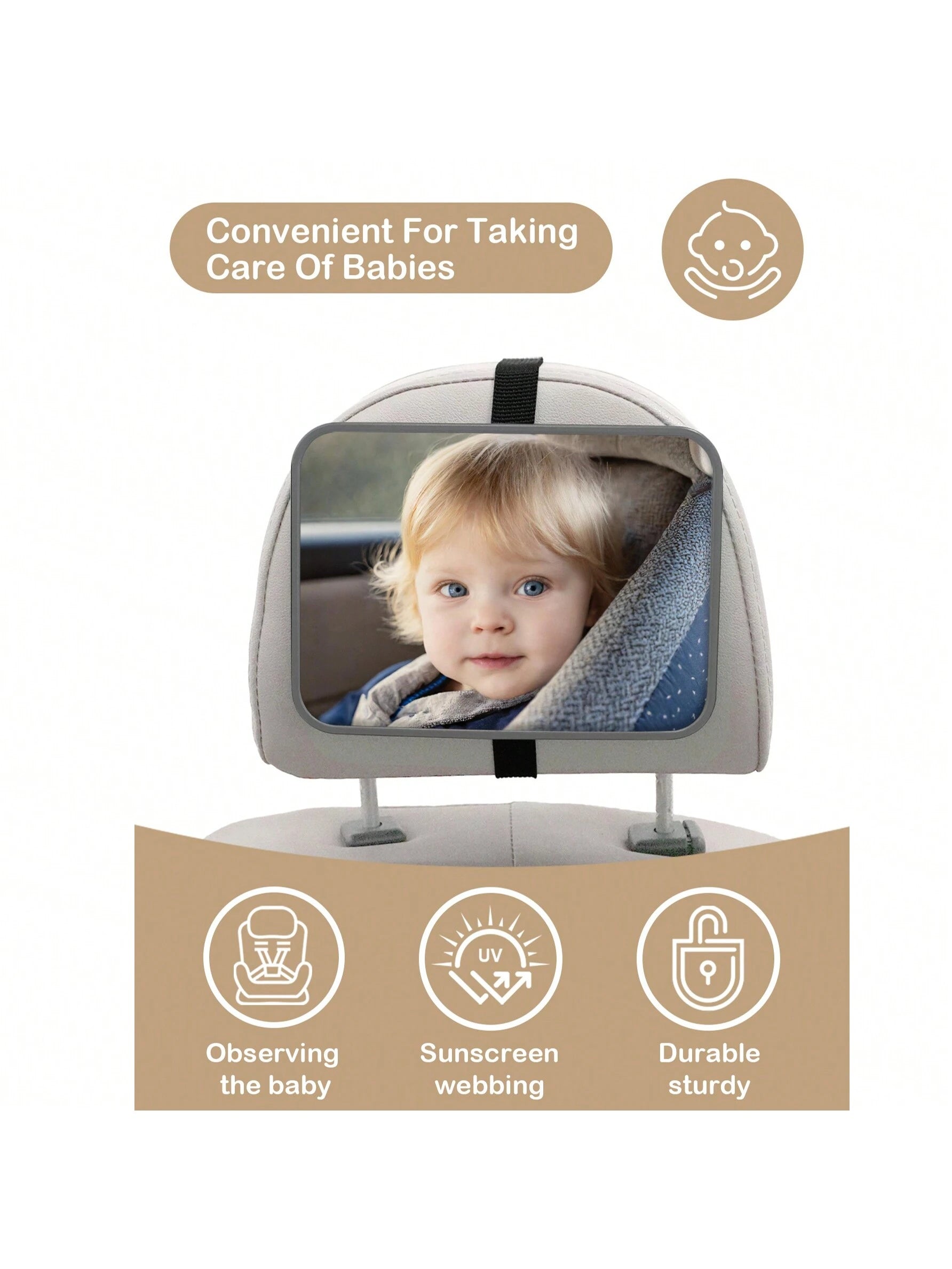 1pc Crash-Tested And Certified Shatterproof Baby Car Rearview Mirror, Suitable For Rear-Facing Car Seats, Wide And Clear View