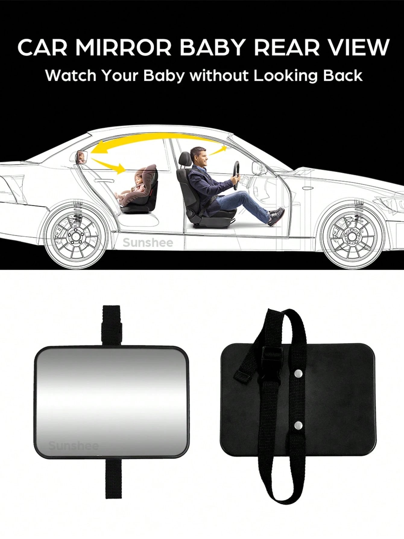 1pc Crash-Tested And Certified Shatterproof Baby Car Rearview Mirror, Suitable For Rear-Facing Car Seats, Wide And Clear View