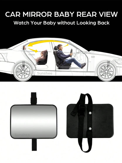 1pc Crash-Tested And Certified Shatterproof Baby Car Rearview Mirror, Suitable For Rear-Facing Car Seats, Wide And Clear View