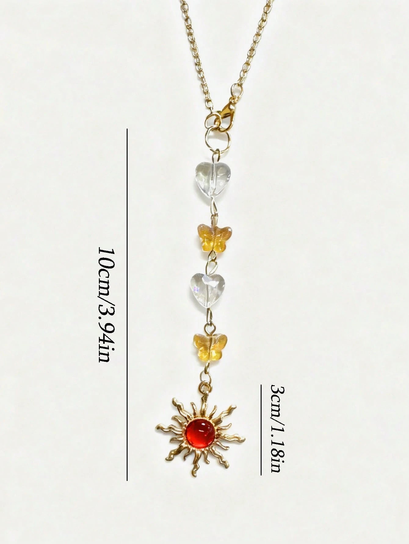 1pc Crystal Heart & Butterfly Car Hanging Decor, Sunflower Rearview Mirror Pendant, Interior Accessory