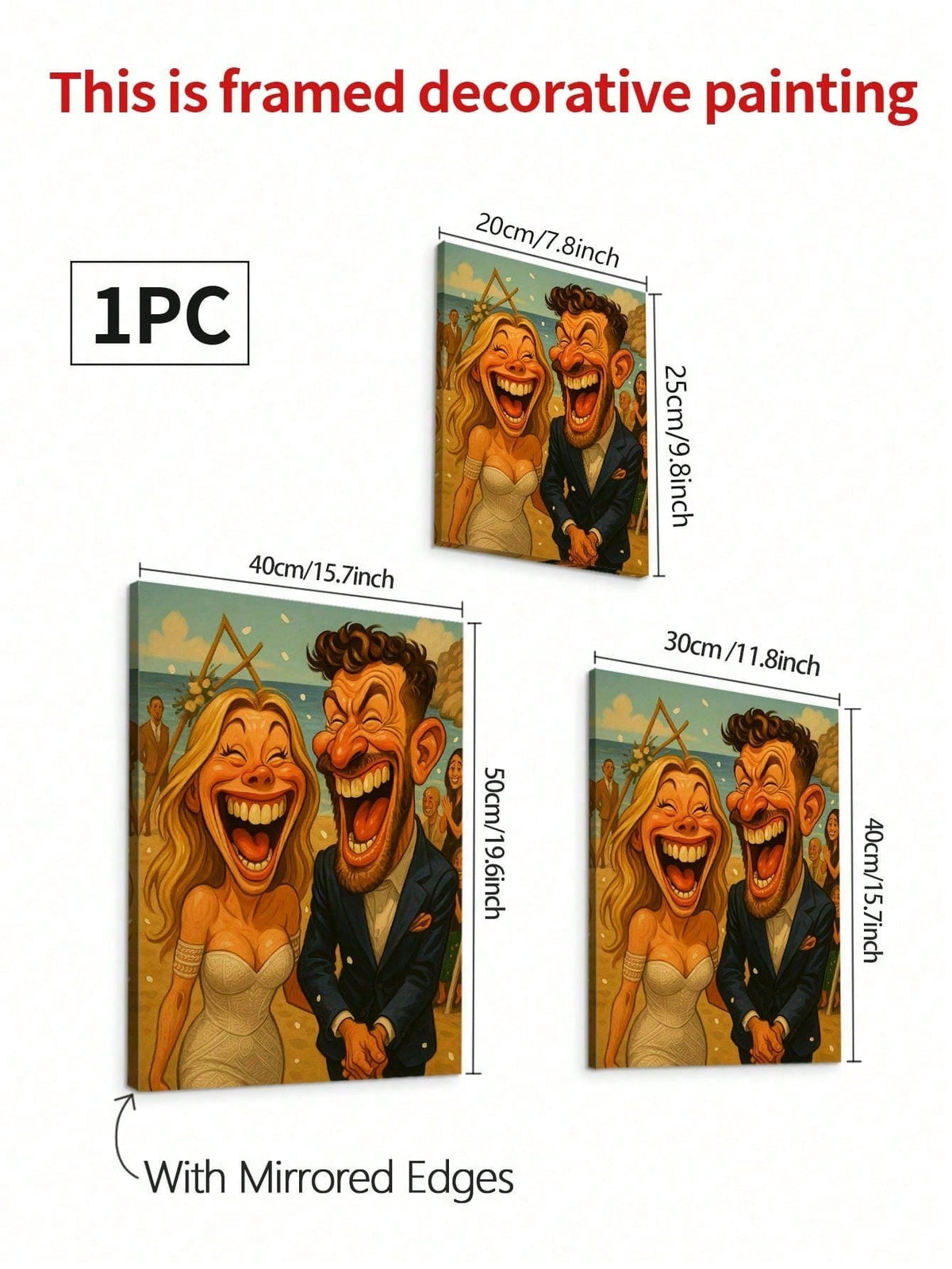 1pc Custom 2D Flat Frame Cartoon Portrait Canvas Wall Art, Funny Caricature Photo Oil Painting, Humorous Anime Character Portrait Wall Decor For Couples Friends Family Pets Office Home Decoration