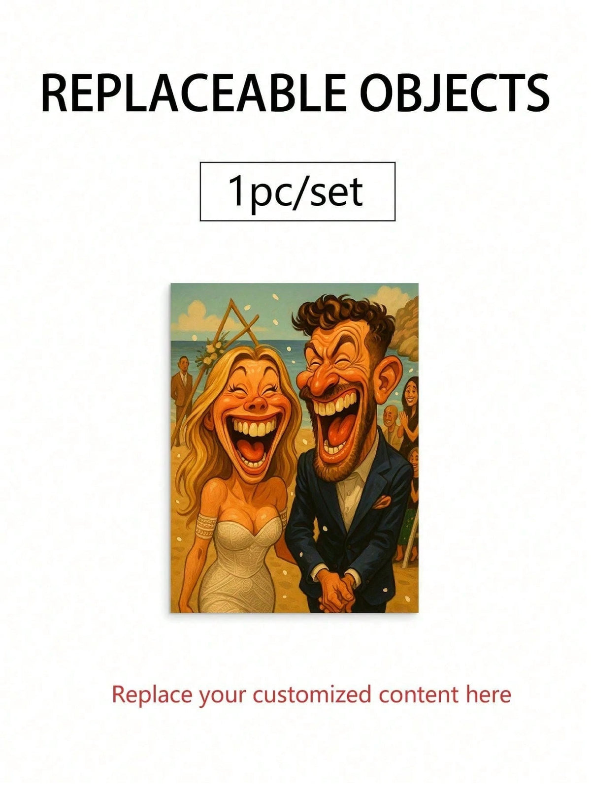 1pc Custom 2D Flat Frame Cartoon Portrait Canvas Wall Art, Funny Caricature Photo Oil Painting, Humorous Anime Character Portrait Wall Decor For Couples Friends Family Pets Office Home Decoration