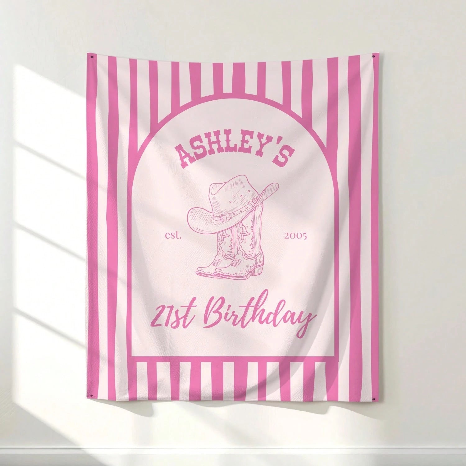 1pc Custom Cowgirl 21st Birthday Banner Personalized Western Party Decor Custom Name Tapestry, Perfect Birthday Gift, Birthday Party Supplies