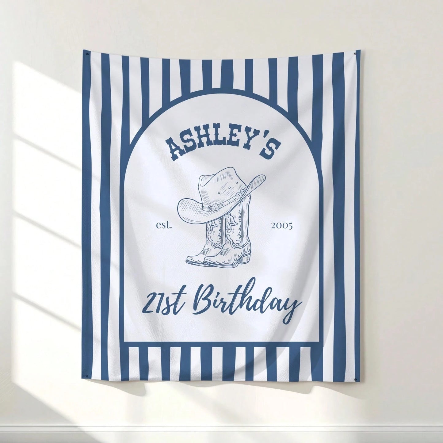 1pc Custom Cowgirl 21st Birthday Banner Personalized Western Party Decor Custom Name Tapestry, Perfect Birthday Gift, Birthday Party Supplies