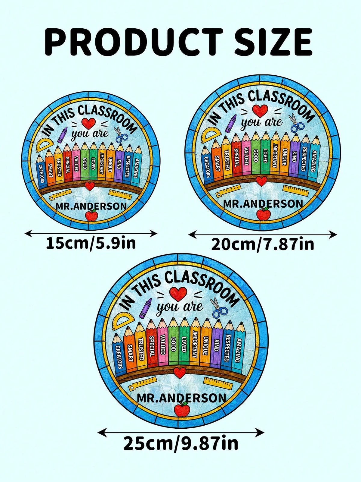 1pc Custom Teacher Stained Suncatcher, Personalized Classroom Decor, Teacher Appreciation Gift, End Of Year Present, Rainbow Crayon Border Stained Classroom Door Sign,Teacher Gift,New Teacher Welcome