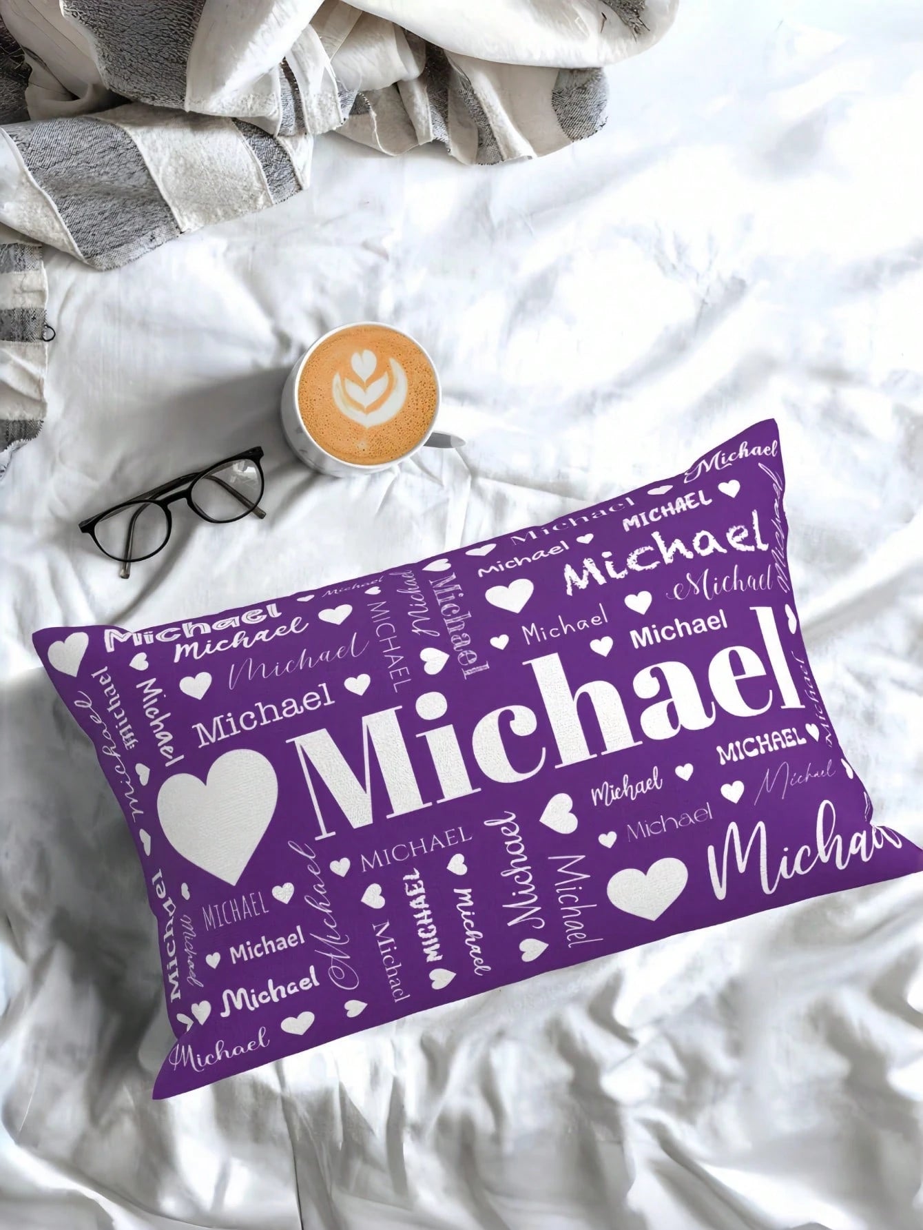 1pc Customizable Name And Text Printed Soft Pillowcase, Personalized Text Background Color Decorative Throw Pillow Cover, Suitable For Christmas, Valentine's Day, Father's Day, Mother's Day, Wedding