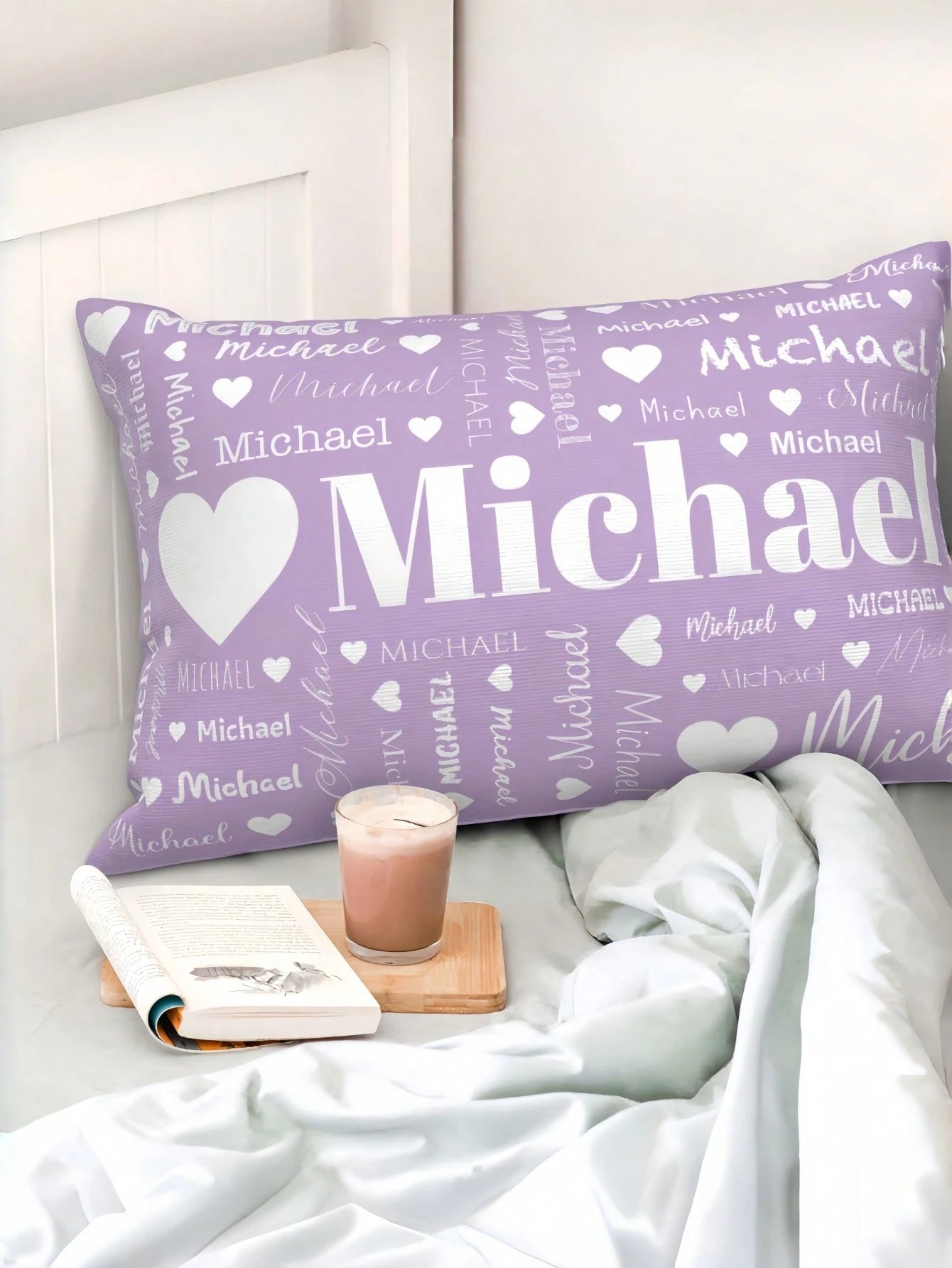 1pc Customizable Name And Text Printed Soft Pillowcase, Personalized Text Background Color Decorative Throw Pillow Cover, Suitable For Christmas, Valentine's Day, Father's Day, Mother's Day, Wedding