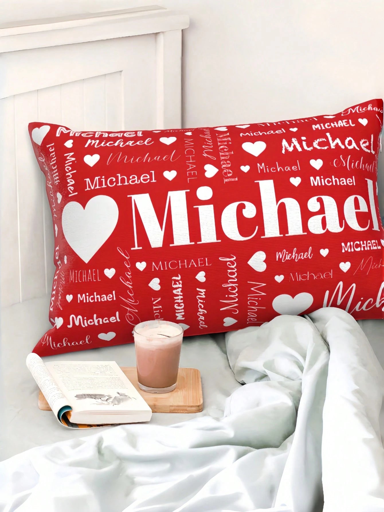1pc Customizable Name And Text Printed Soft Pillowcase, Personalized Text Background Color Decorative Throw Pillow Cover, Suitable For Christmas, Valentine's Day, Father's Day, Mother's Day, Wedding