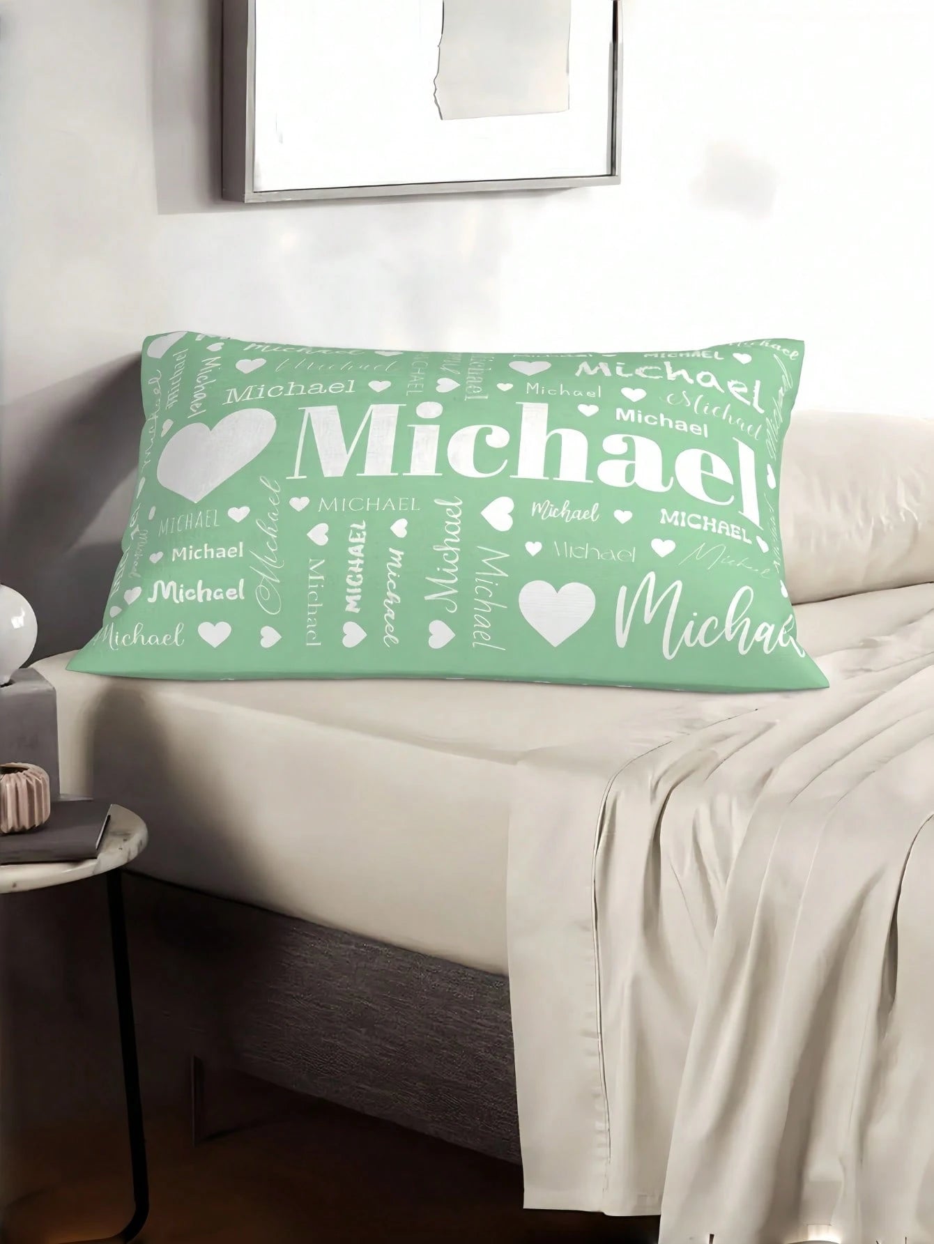 1pc Customizable Name And Text Printed Soft Pillowcase, Personalized Text Background Color Decorative Throw Pillow Cover, Suitable For Christmas, Valentine's Day, Father's Day, Mother's Day, Wedding