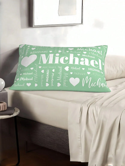 1pc Customizable Name And Text Printed Soft Pillowcase, Personalized Text Background Color Decorative Throw Pillow Cover, Suitable For Christmas, Valentine's Day, Father's Day, Mother's Day, Wedding