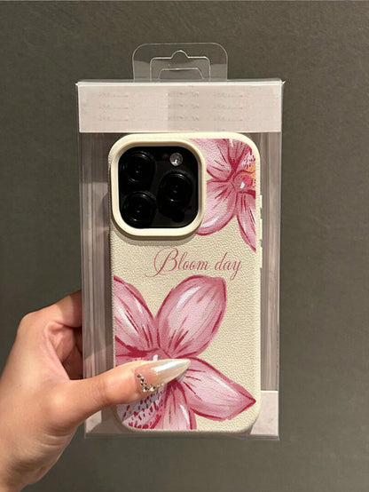 1pc Customizable Name Phone Case With Gradient Pink White Orchid Floral Design, Compatible With 15 Pro Max/16E/14 Plus/13/12/11, Fresh Sweet Romantic Floral Theme, Personalized Gift Phone Cover For Fl