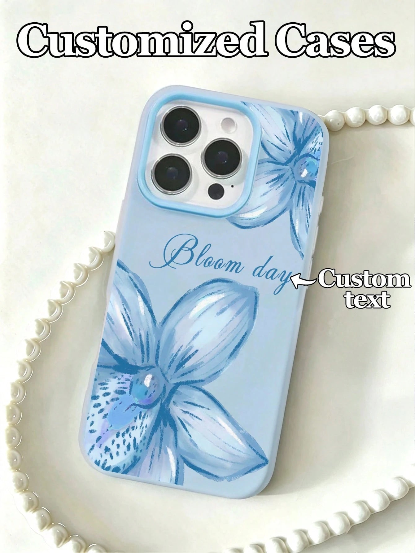 1pc Customizable Name Phone Case With Gradient Pink White Orchid Floral Design, Compatible With 15 Pro Max/16E/14 Plus/13/12/11, Fresh Sweet Romantic Floral Theme, Personalized Gift Phone Cover For Fl