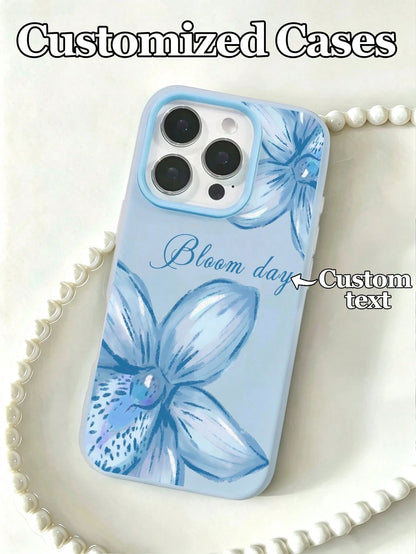 1pc Customizable Name Phone Case With Gradient Pink White Orchid Floral Design, Compatible With 15 Pro Max/16E/14 Plus/13/12/11, Fresh Sweet Romantic Floral Theme, Personalized Gift Phone Cover For Fl