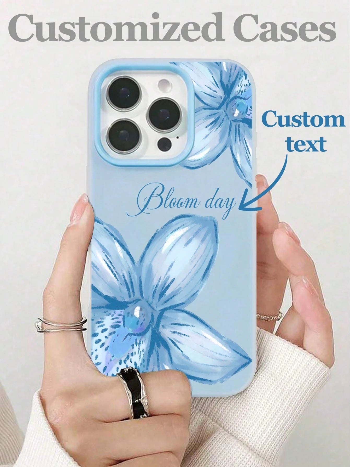 1pc Customizable Name Phone Case With Gradient Pink White Orchid Floral Design, Compatible With 15 Pro Max/16E/14 Plus/13/12/11, Fresh Sweet Romantic Floral Theme, Personalized Gift Phone Cover For Fl