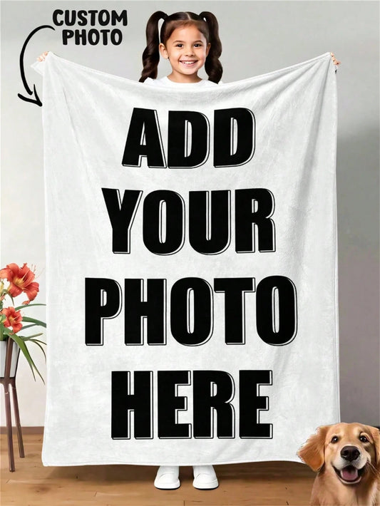 1pc Customizable Photo Blanket, Family Blanket, Photo Blanket, 9-Grid Pattern, Commemorative Blanket. Suitable As Girl, Boy, Adult, Valentine's Day, Lightweight, Baby Blanket, Personalized Blanket, Pe