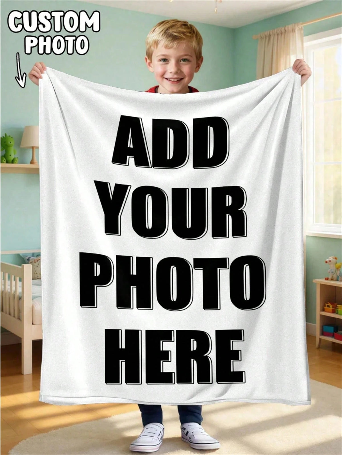 1pc Customizable Photo Blanket, Family Blanket, Photo Blanket, 9-Grid Pattern, Commemorative Blanket. Suitable As Girl, Boy, Adult, Valentine's Day, Lightweight, Baby Blanket, Personalized Blanket, Pe