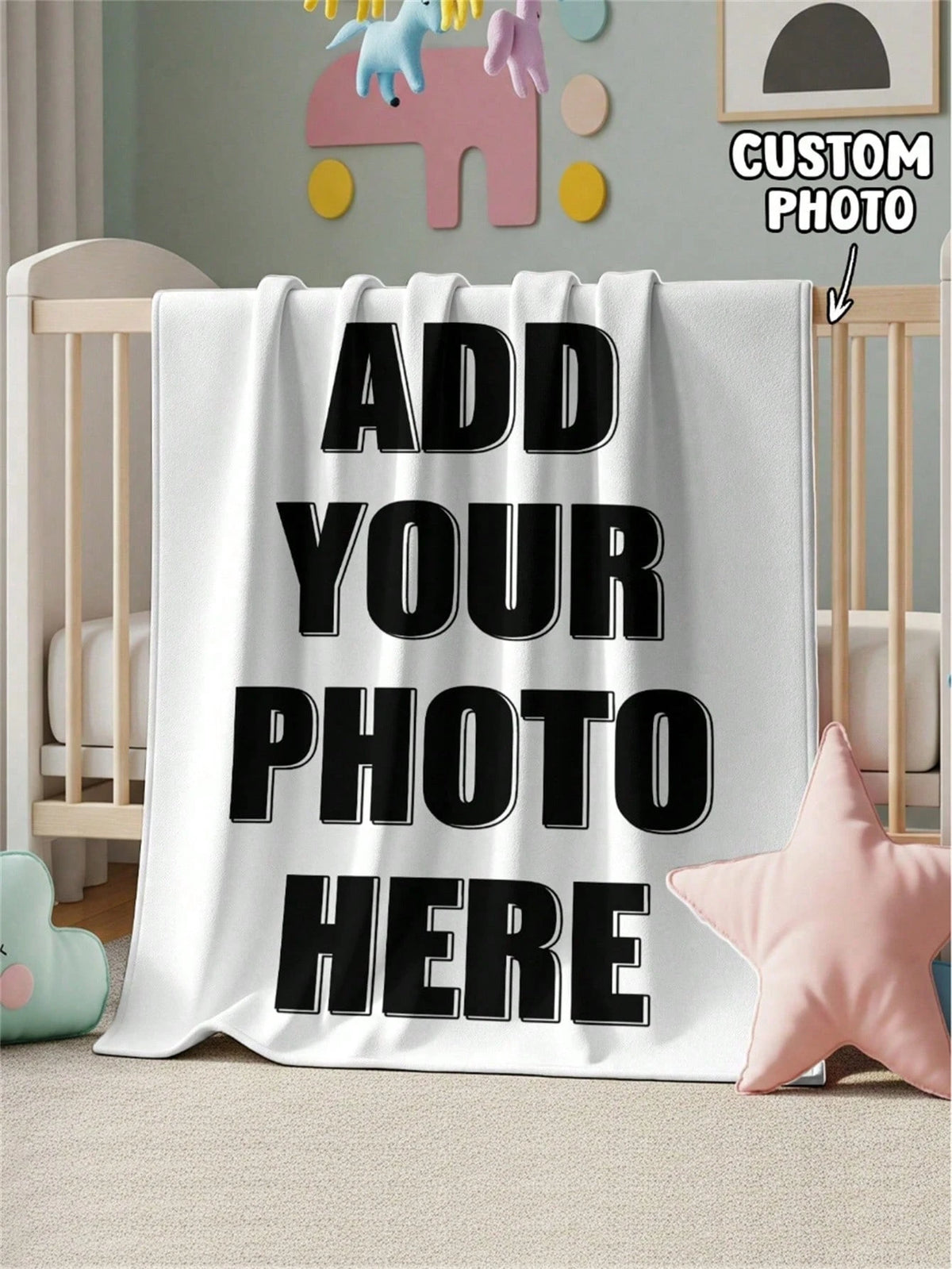 1pc Customizable Photo Blanket, Family Blanket, Photo Blanket, 9-Grid Pattern, Commemorative Blanket. Suitable As Girl, Boy, Adult, Valentine's Day, Lightweight, Baby Blanket, Personalized Blanket, Pe