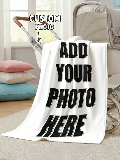1pc Customizable Photo Blanket, Family Blanket, Photo Blanket, 9-Grid Pattern, Commemorative Blanket. Suitable As Girl, Boy, Adult, Valentine's Day, Lightweight, Baby Blanket, Personalized Blanket, Pe