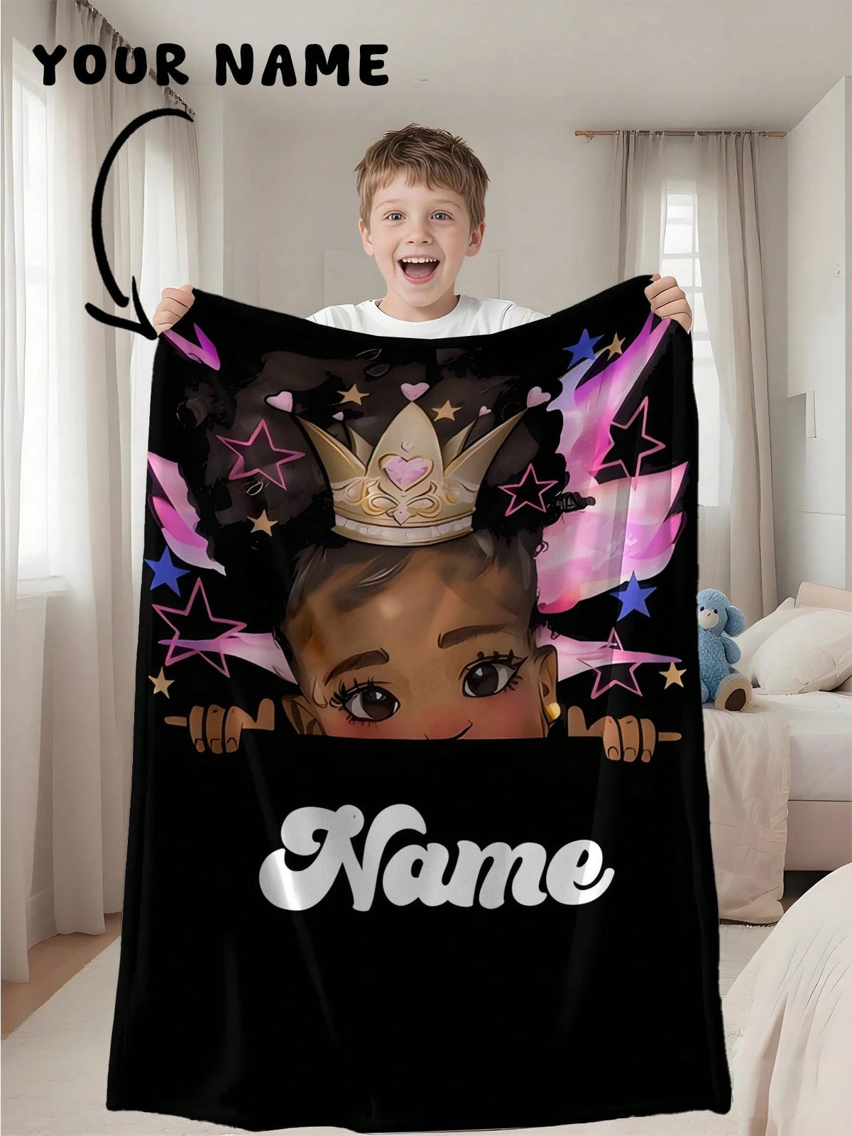 1pc Customizable Text Blanket, Commemorative Blanket. Suitable As Girl, Boy, Adult, Valentine's Day, Lightweight, Baby Blanket, Personalized Fleece Blanket, Personalized Photo Blanket, Personalized Th