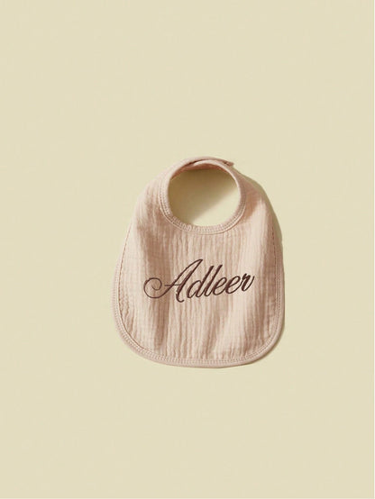 1pc Customizable Text Design Baby Bibs, Soft Absorbent Breathable Pure Cotton Plain, Suitable For Boys And Girls, All Seasons