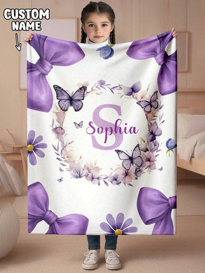 1pc Customized Blanket, Text Blanket, DIY Blanket, Pattern Blanket, Memorial Blanket. Tapestry, Photo Portrait Blanket Design, Suitable For Girls, Boys, Adults, Valentine's Day, Lightweight, Baby Blan