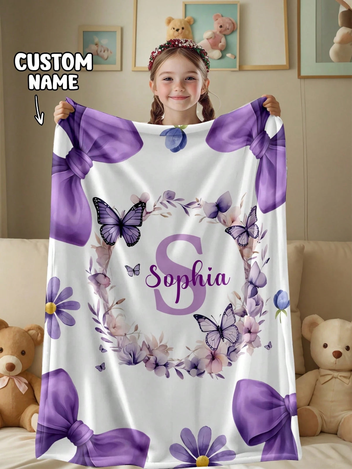 1pc Customized Blanket, Text Blanket, DIY Blanket, Pattern Blanket, Memorial Blanket. Tapestry, Photo Portrait Blanket Design, Suitable For Girls, Boys, Adults, Valentine's Day, Lightweight, Baby Blan