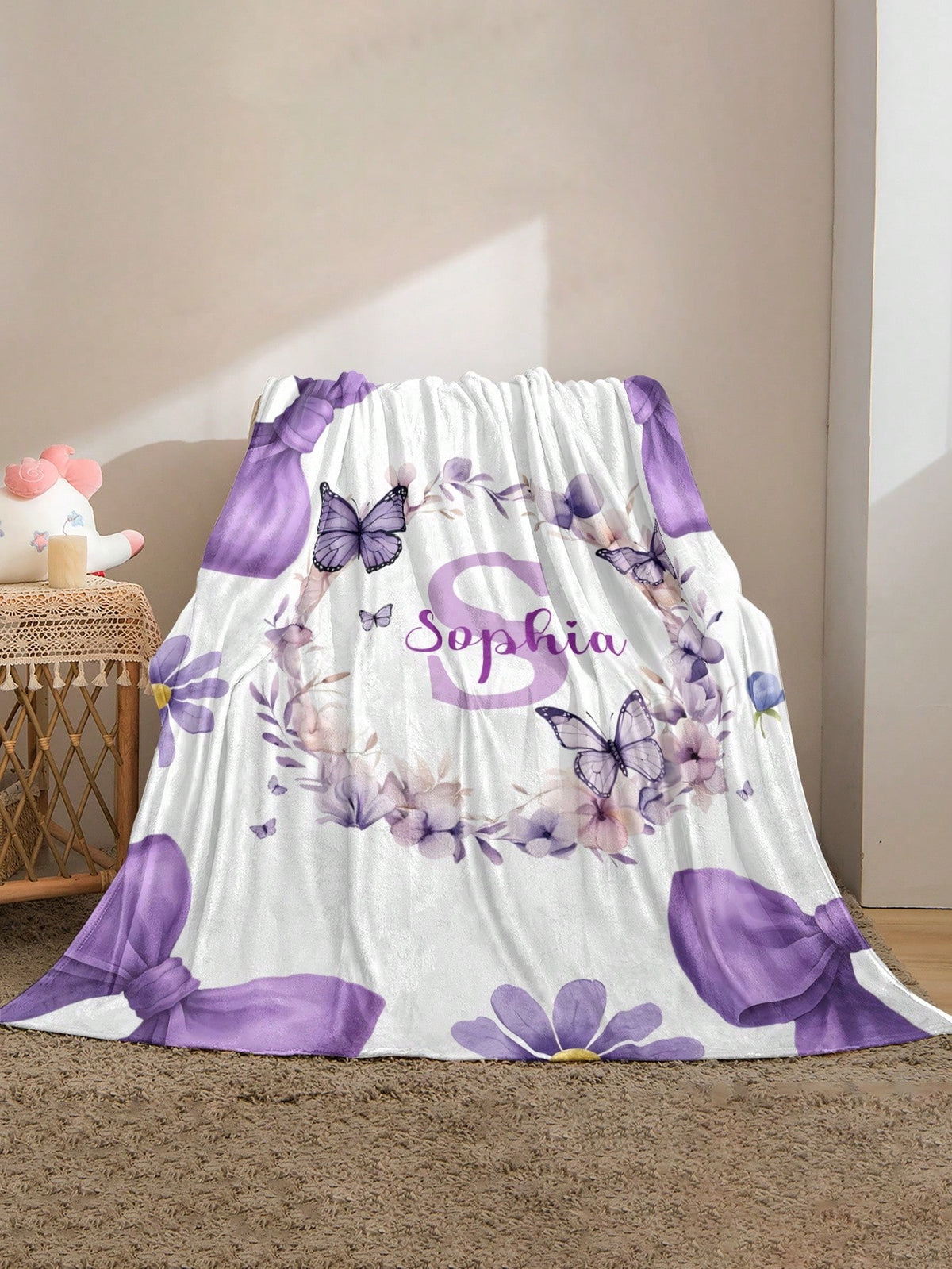 1pc Customized Blanket, Text Blanket, DIY Blanket, Pattern Blanket, Memorial Blanket. Tapestry, Photo Portrait Blanket Design, Suitable For Girls, Boys, Adults, Valentine's Day, Lightweight, Baby Blan