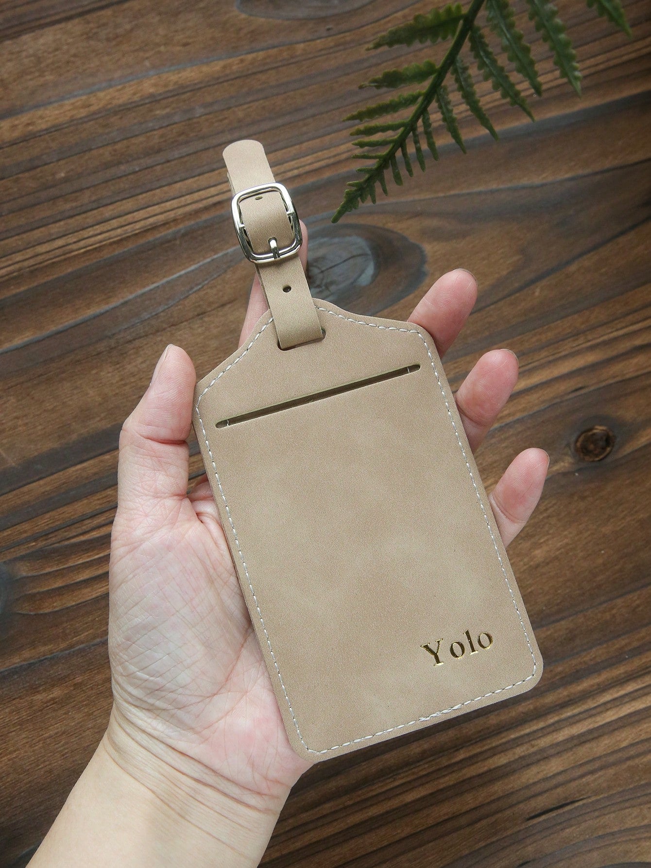 1pc Customized Embossed Name Luggage Tag, Suitable For Suitcase, Customized Gold Letter Combination Textured Suede Luggage Tag With Privacy Name Card, Personalized Travel Bag Backpack Label, Wedding P