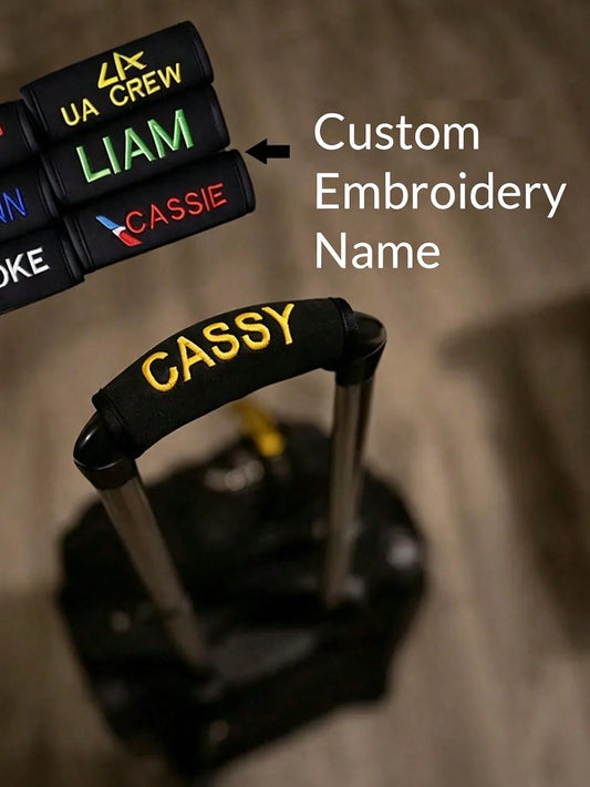 1pc Customized Embroidered Name Luggage Handle, Handmade Embroidered Luggage Handle, Personalized Creative Handmade Embroidered Letter Luggage Handle, Portable, Multi-Functional, Versatile, Large Capa
