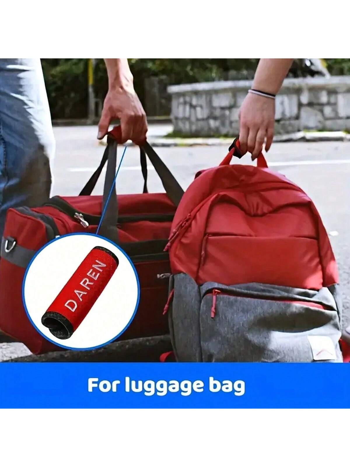 1pc Customized Embroidered Name Luggage Handle, Handmade Embroidered Luggage Handle, Personalized Creative Handmade Embroidered Letter Luggage Handle, Portable, Multi-Functional, Versatile, Large Capa
