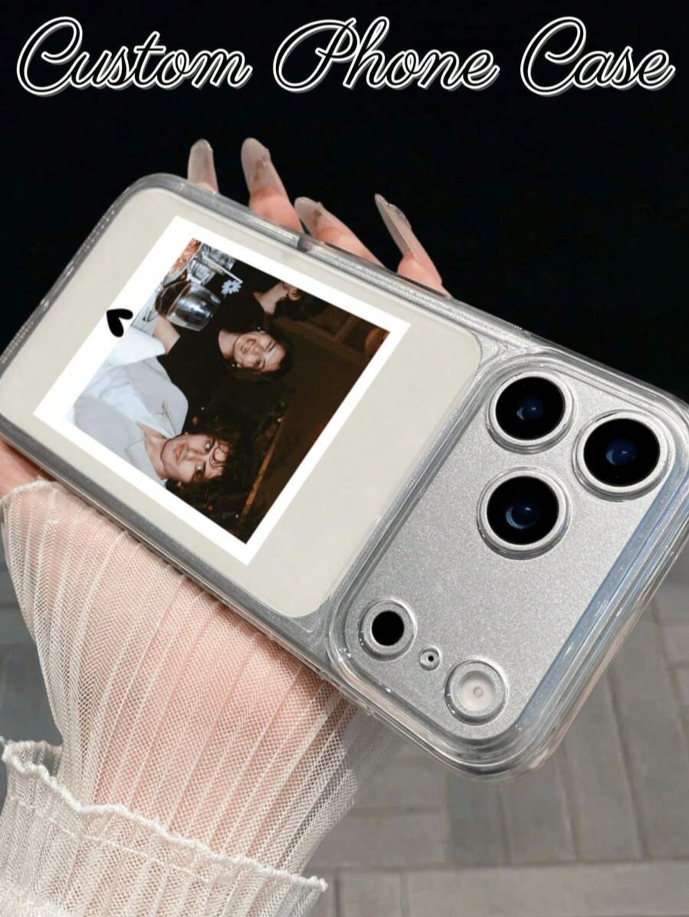 1pc Customized Heart-Shaped Phone Case, DIY Design Transparent Anti-Scratch Lens Protective Phone Case, Suitable For IPhone 11/12/13/14/15/16/16 Pro/16 Plus/16 Pro Max/17 Pro Max/17 Air, Gift For Vale