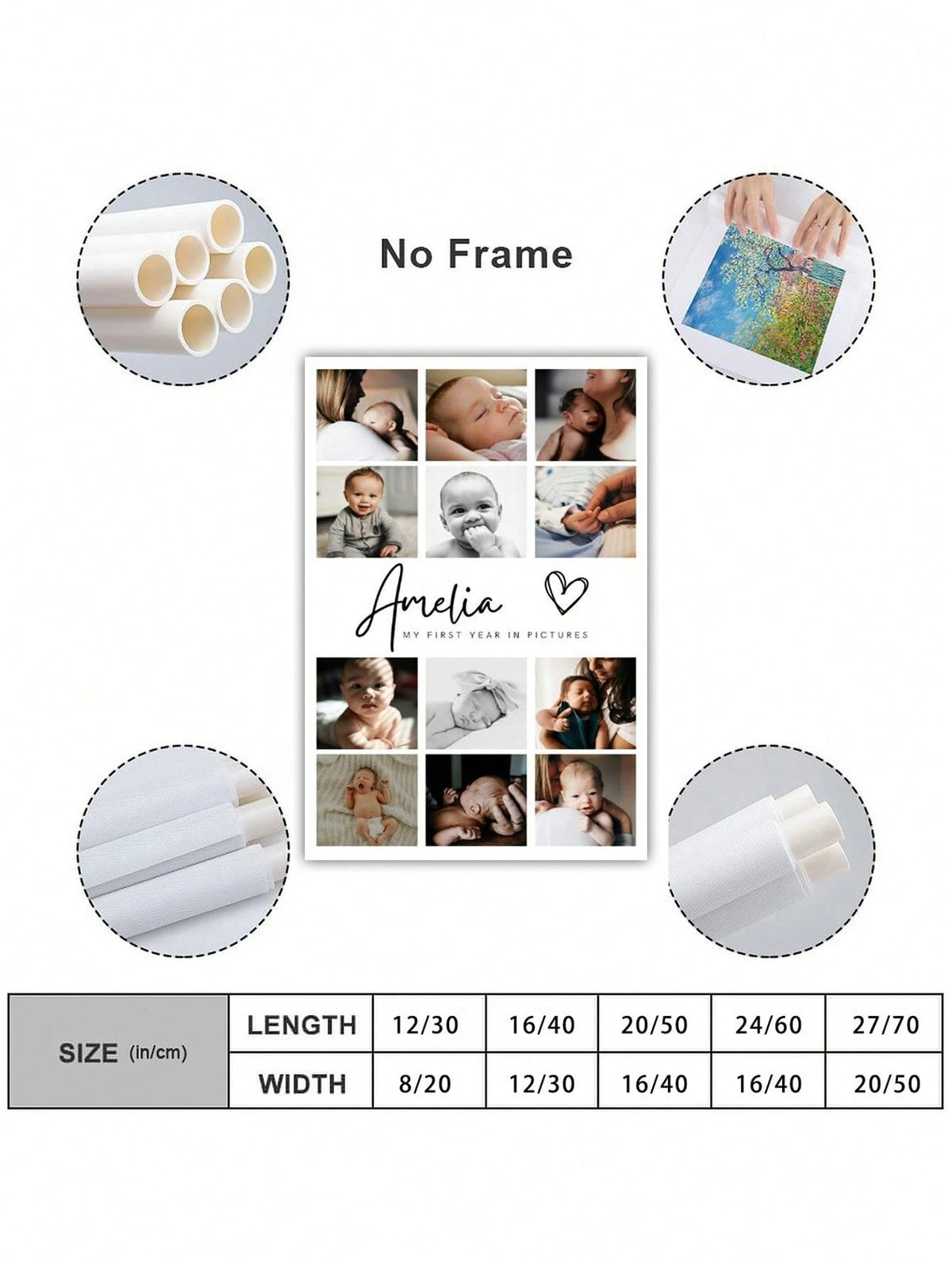 1pc Customized Photo & Text Canvas Print, Personalized Canvas Poster, Baby Birth Information Canvas Art, Customizable Name & Text, Nursery Wall Decor, Wall Hanging, Desk Ornament, Desk Decor, Baby Sho
