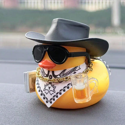 1pc Cute Beer Duck Design Car Decoration Set, Vintage Style Cool Black Duck Statue Ornament, Collectible Small Figurine, Suitable For Car Dashboard/Motorcycle/Bicycle Decoration