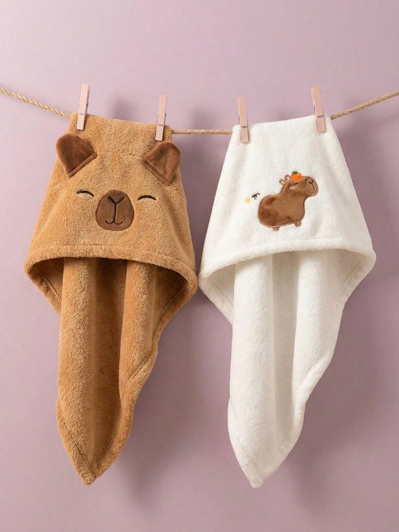 1pc Cute Cartoon Capybara Plush Hair Drying Cap, Absorbent Quick-Dry Coral Fleece Bath Hat, Women's Cute Hair Towel, Home Bathroom Decor, Summer Back To School