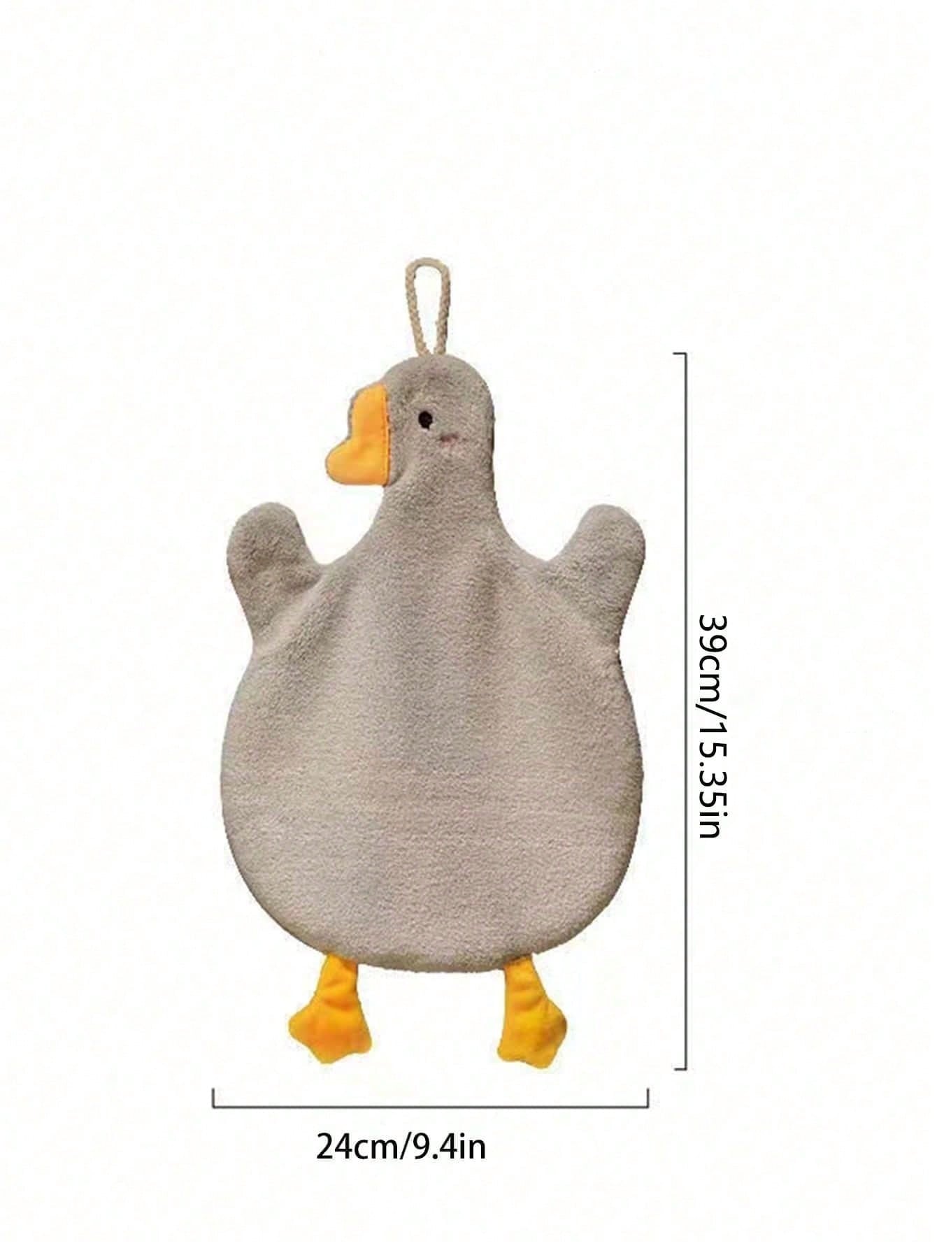1pc Cute Goose Hand Towel, Double-Layer Coral Fleece Hanging Bathroom Kitchen Towel, Soft Absorbent Quick-Dry Bathroom Decor Back To School Dish Cloths Kitchen Towel