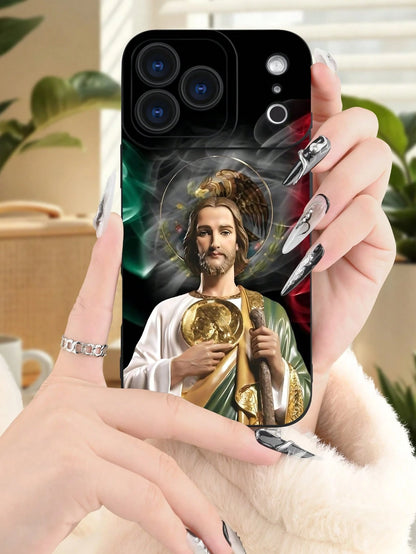 1PC Cute Religious Saint Pattern Phone Case Simple Sacred Design Unique Faith Style Fashion Art Look Suitable For Users Who Love Spiritual And Religious Themes Couple Gift Hot Selling Item Compatible
