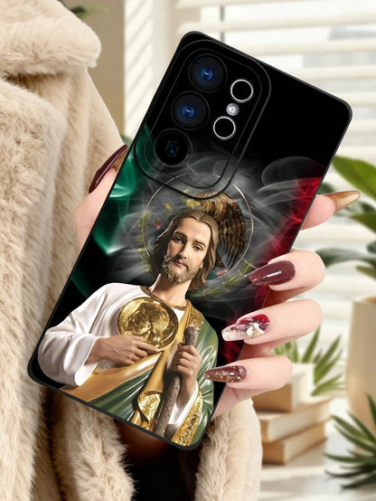 1PC Cute Religious Saint Pattern Phone Case Simple Sacred Design Unique Faith Style Fashion Art Look Suitable For Users Who Love Spiritual And Religious Themes Couple Gift Hot Selling Item Compatible