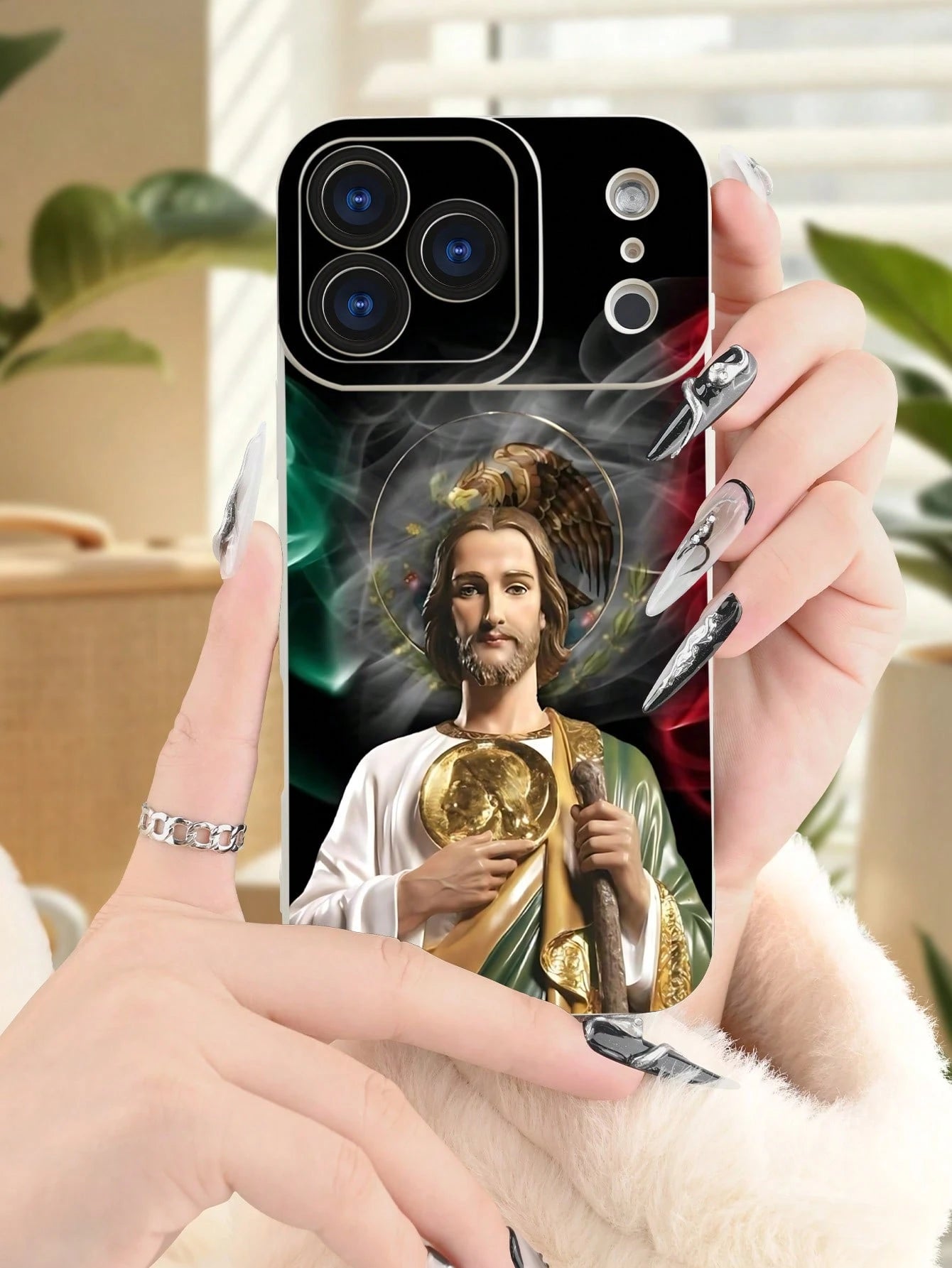 1PC Cute Religious Saint Pattern Phone Case Simple Sacred Design Unique Faith Style Fashion Art Look Suitable For Users Who Love Spiritual And Religious Themes Couple Gift Hot Selling Item Compatible