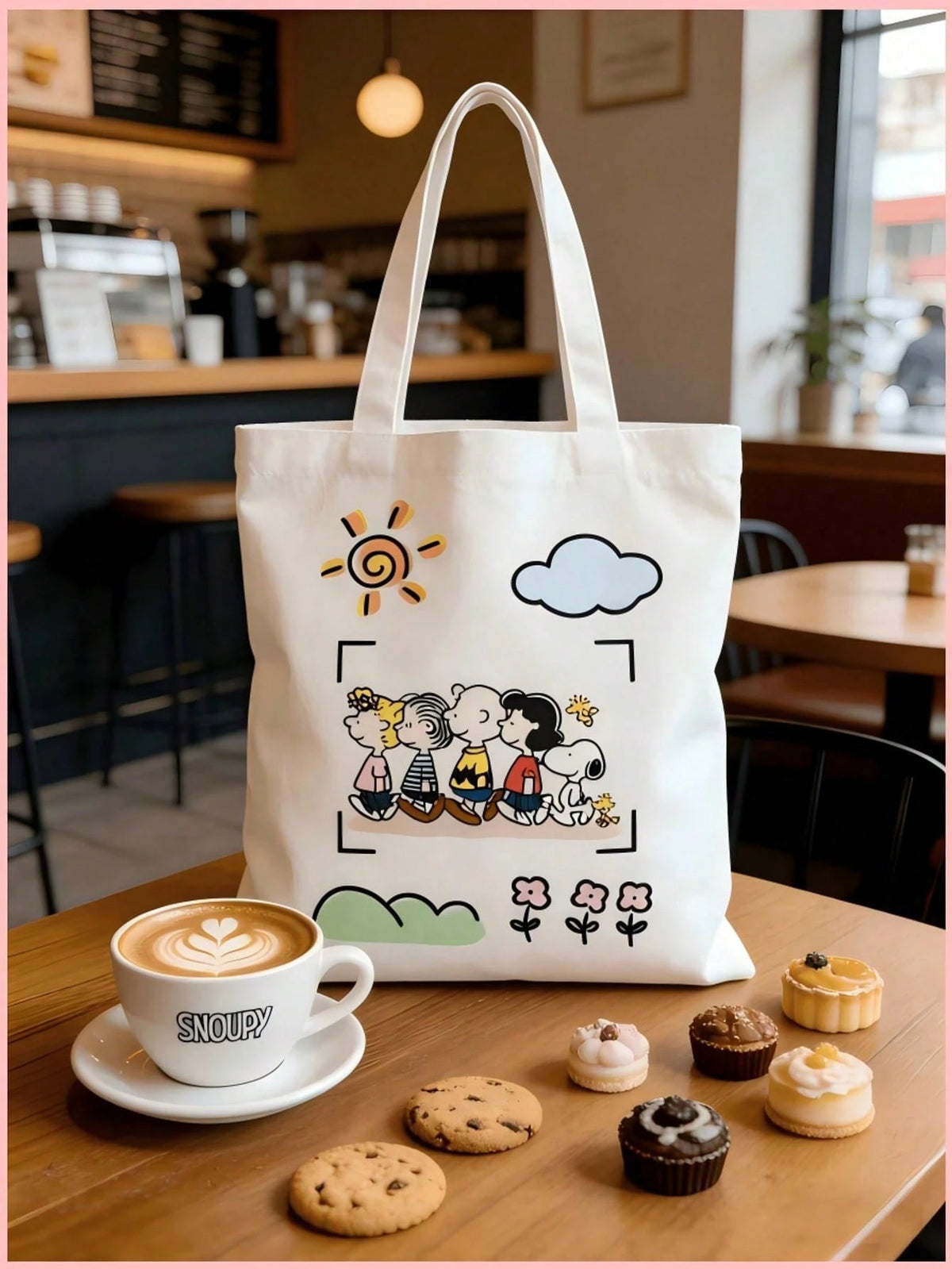 1PC Cute Snoopy Friends Canvas Tote Bag, Large Capacity Reusable Shoulder Bag, Perfect For School, Picnic, Coffee Trip, Beach, Daily Commute, Birthday, Girls Holiday Gift