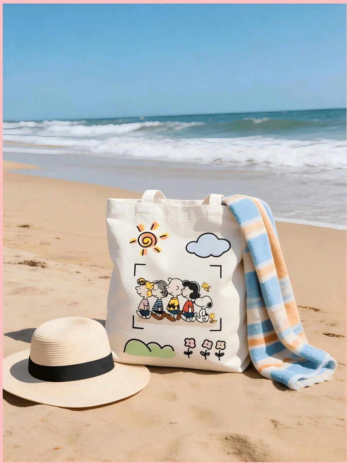 1PC Cute Snoopy Friends Canvas Tote Bag, Large Capacity Reusable Shoulder Bag, Perfect For School, Picnic, Coffee Trip, Beach, Daily Commute, Birthday, Girls Holiday Gift